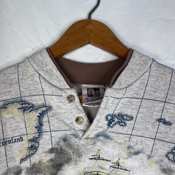 Art Unlimited SportsWear VTG Travel Nautical Map Sweater Cotton Blend Size MD - Picture 4 of 9